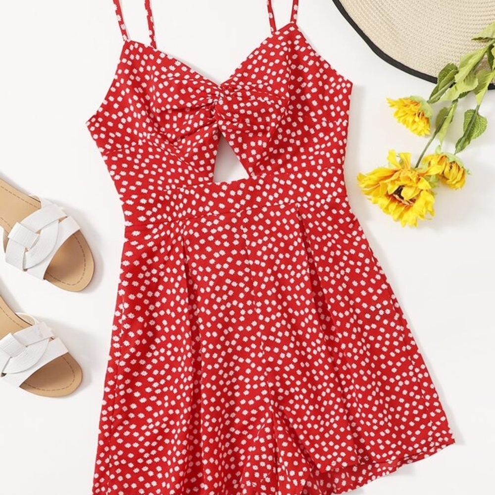 SHEIN Red Polka Dot Romper
